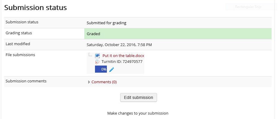 Submission screen